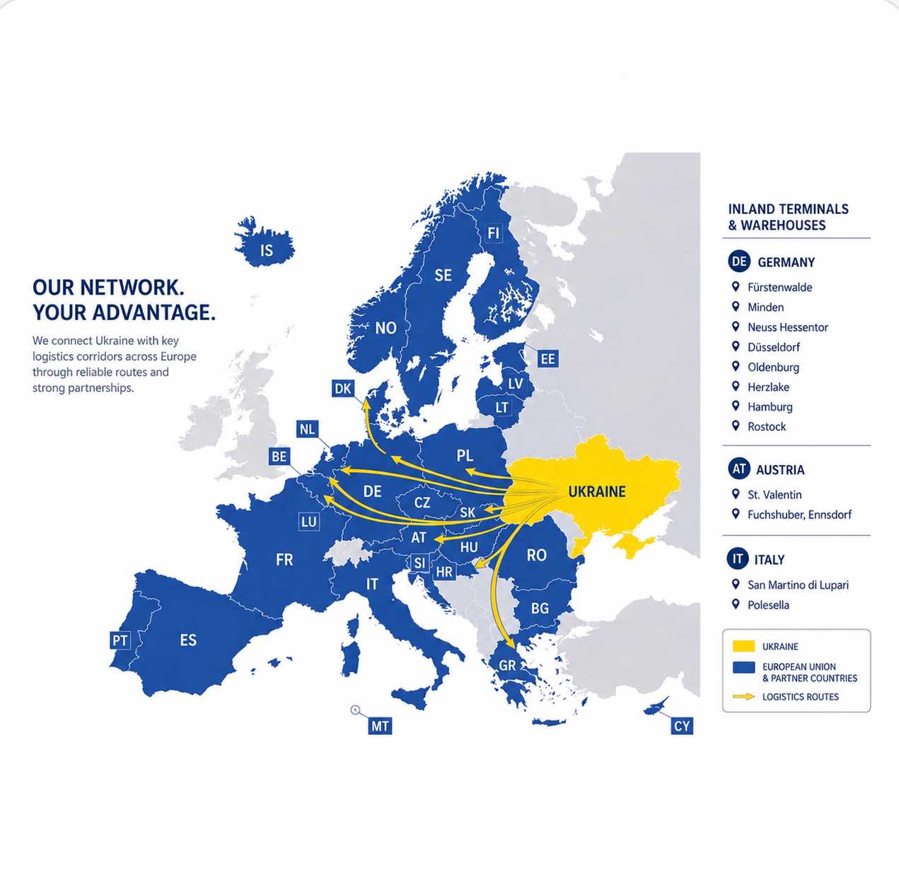 Ligrain European logistics network map